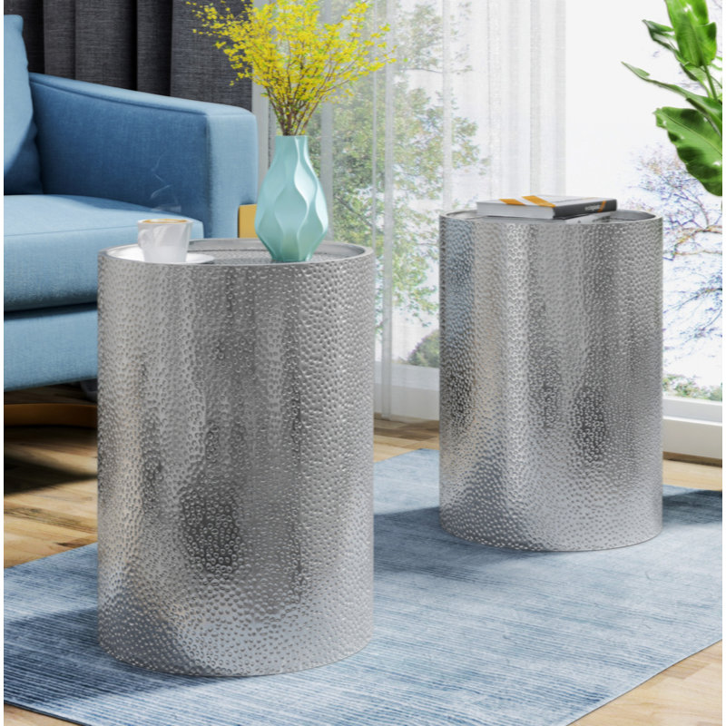 Table d'appoint en métal, Argent argent