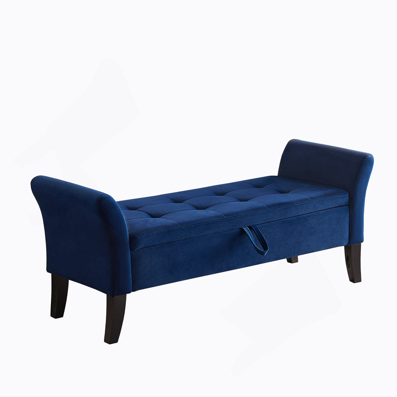 Banc de lit avec velours de rangement, Marine