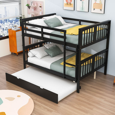 Full-Over-Full Wood Bunk Bed With Trundle And Ladder by Harriet Bee