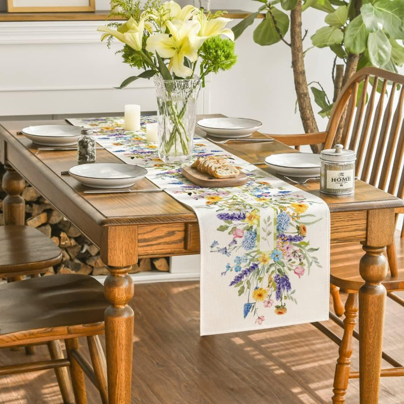 Chemin de table Floral Bloom - lavande - 13 x 72 pouces, décoration pour le printemps et l'été