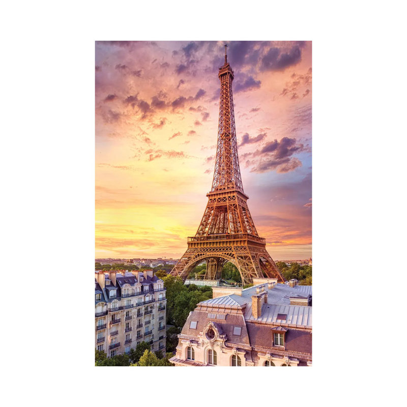 Romantic Sunset Eiffel Tower Paris by Susanne Kremer - Print on Canvas, 101.6cm H x 66.04cm W x 1.91cm D, Wrapped Canvas