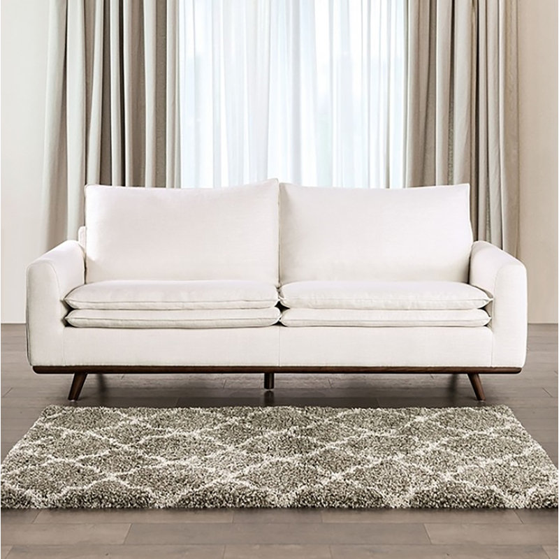 Dallyn Sofa, Linen White Cotton Linen Blend, Dark Brown