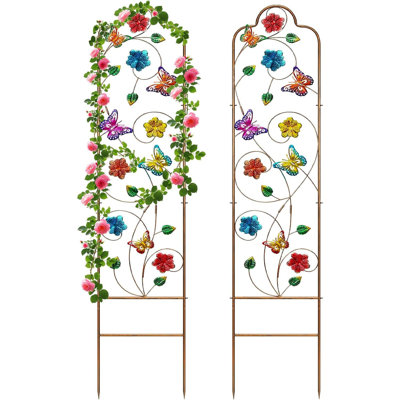 Paquet de 2, treillis de jardin en métal, treillis arqué et support à légumes, H 60 po x l 12 po, papillon