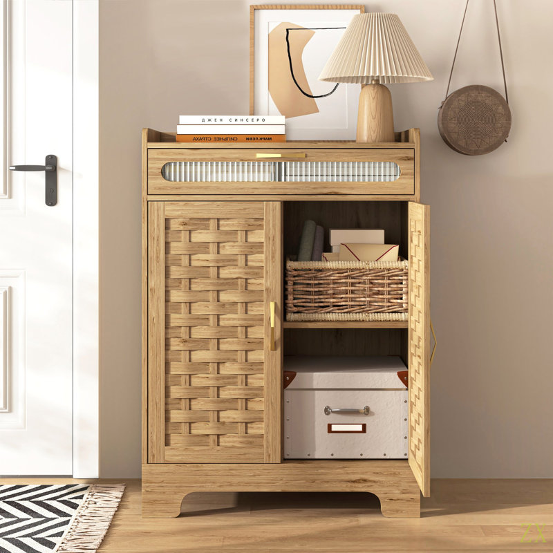Armoire à café, buffet de style campagnard moderne avec tiroir et tablette réglable, armoire de rangement avec porte de grange pour cuisine, salle à manger, salle de bain, entrée