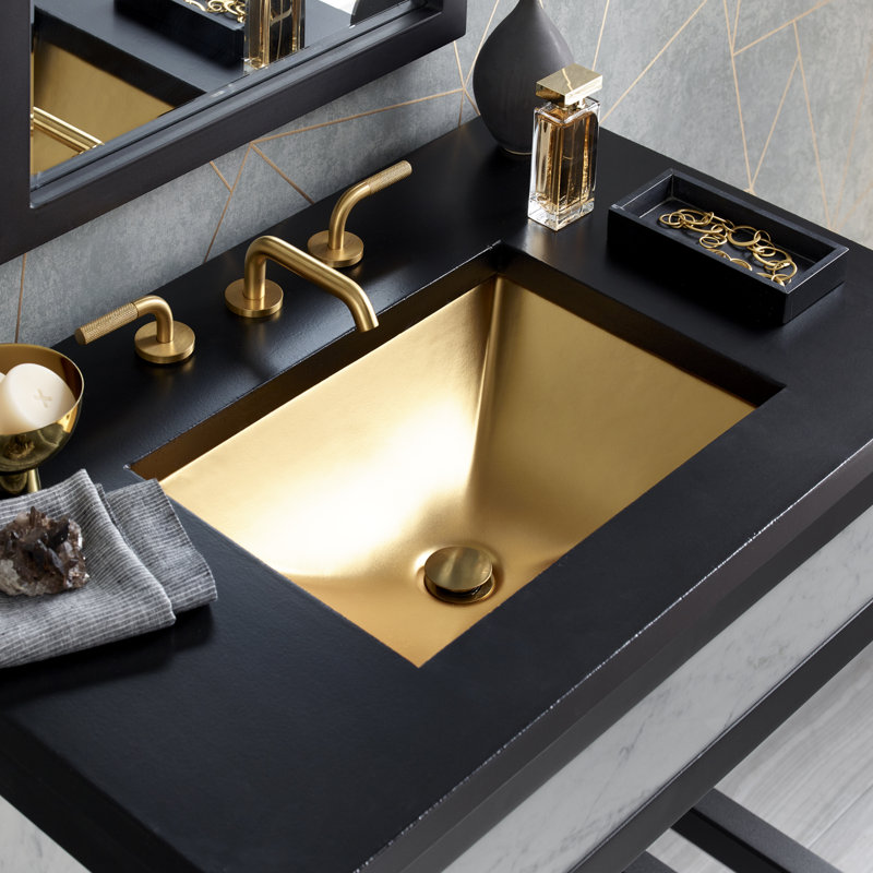 Amara 20" Dual-Mount Fireclay Bathroom Sink, Matte Gold