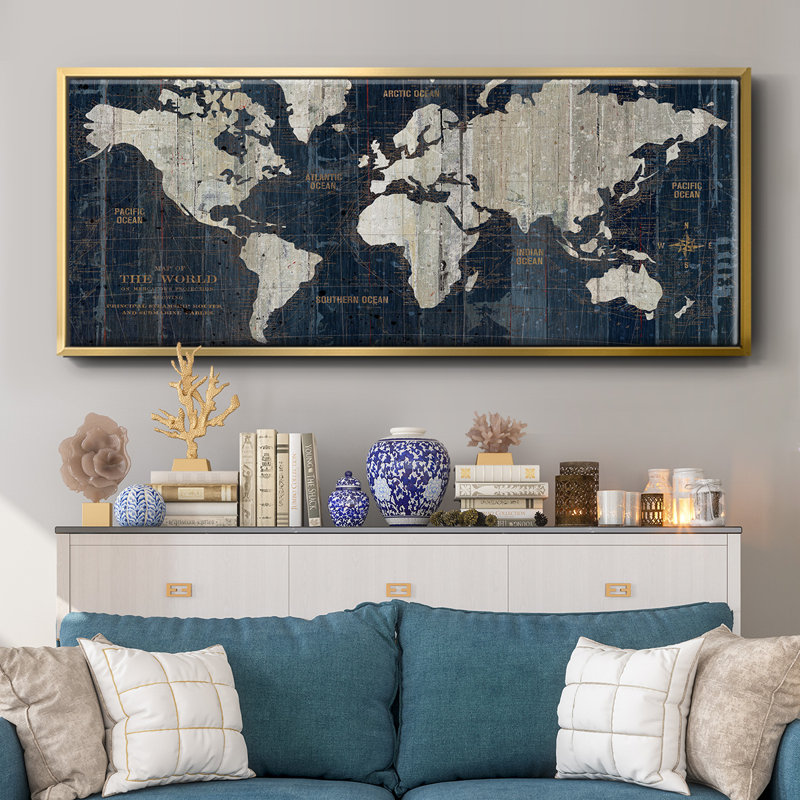 Carte du vieux monde - toile encadrée