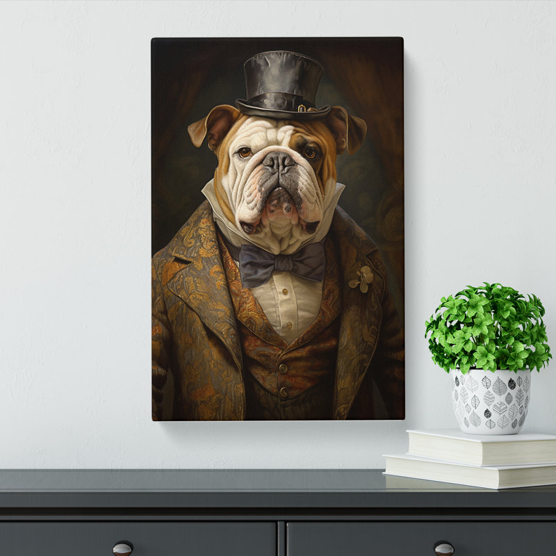 British Bulldog Dadaism Art - Wrapped Canvas, 76cm H x 50cm W x 3cm D