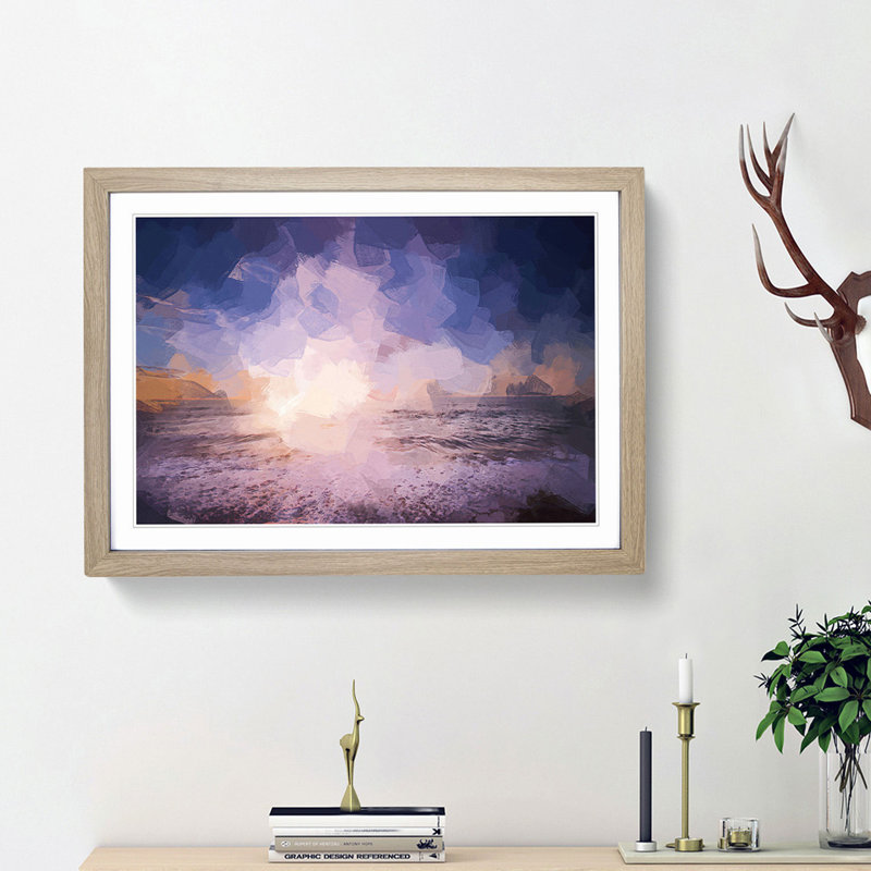 Beach in San Diego California in Abstract - Picture Frame Photograph Print, 27cm H x 36cm W x 2cm D, Oak Framed