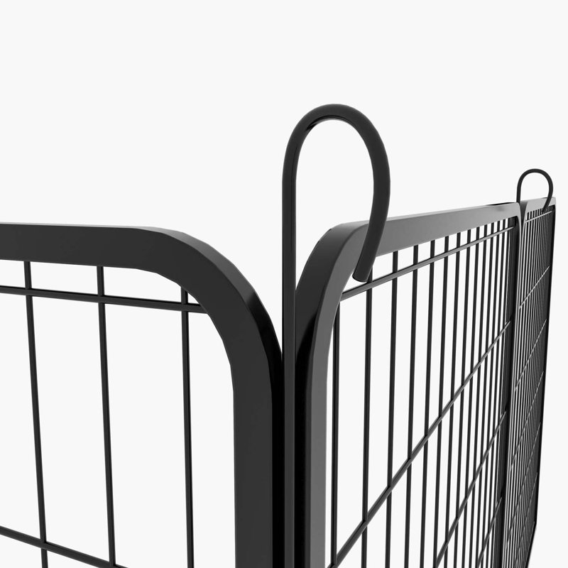 Heavy Duty Black Metal 6-Panel Pet Playpen with Door