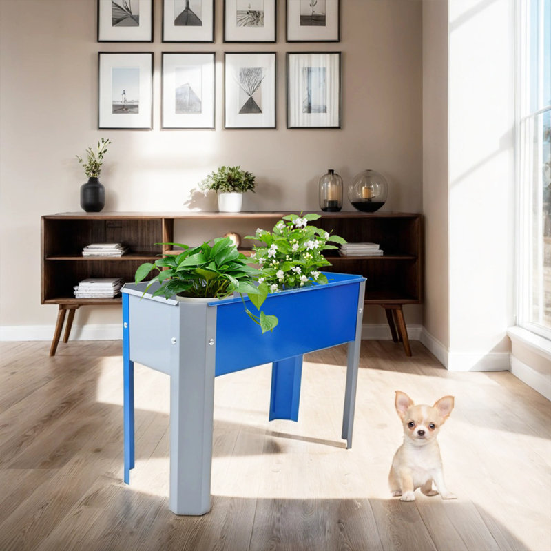 Jardinière Lethell, Gris, bleu blanc