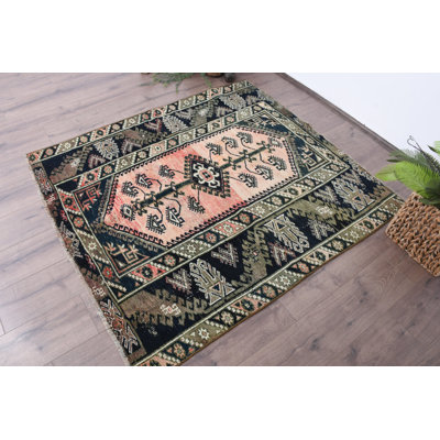 Vintage Wool Patchwork Accent Rug, 55.1x59.4 Inch Beige Rug