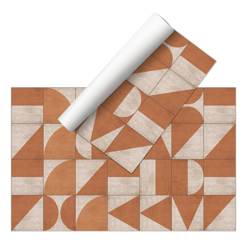 Cleek Vinyl Machine Printed Area Rug, Rectangle 4'4.4" x 6'6.7"