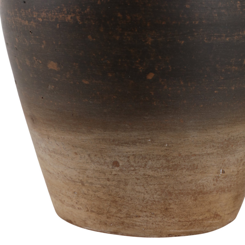 Terre cuite, cruche traditionnelle 10 po, ronde, Noir / brun