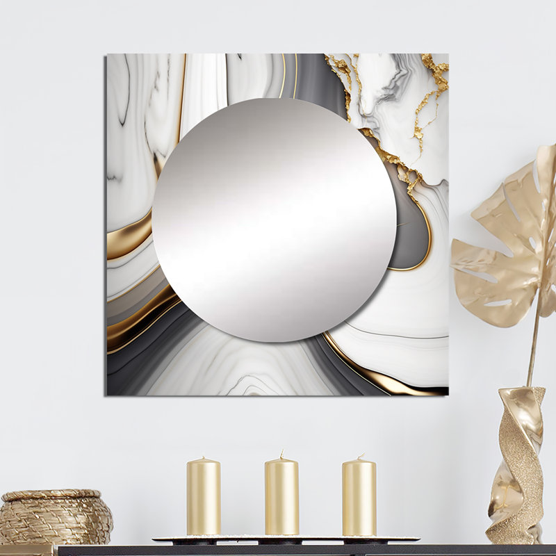 Minush - Abstract Square Living Room Wall Mirror Art, 23" x 23"
