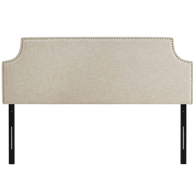 Laura Full Vinyl Headboard, King, Beige Polyester Blend