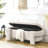 Linen Upholstered Large Storage Ottoman Bench - Beige-1268296616