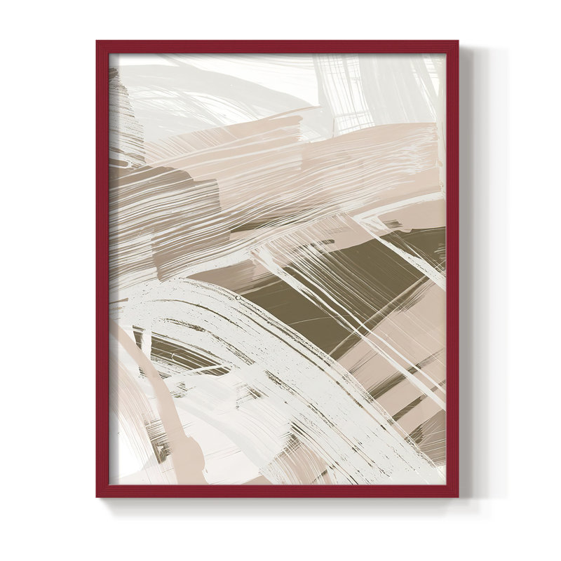 «Earthtone Swipe I», reproduction encadrée - bois massif, Rouge, H 10 po x l 8 po
