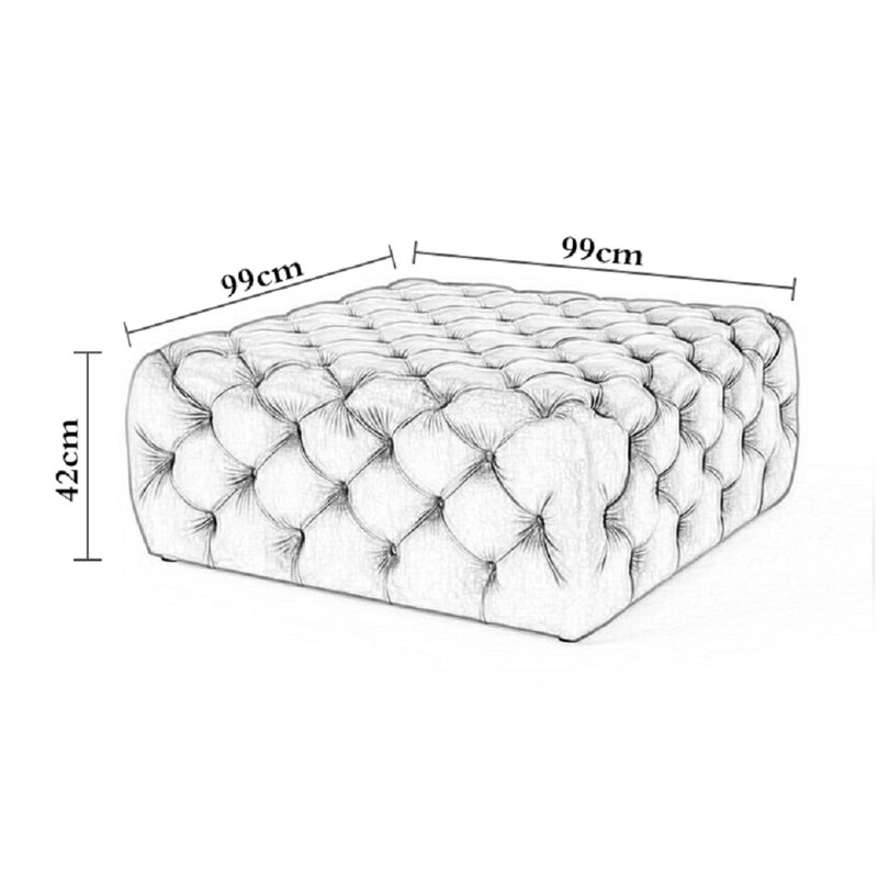Cropper 99cm Wide Tufted Square Ottoman, Blue