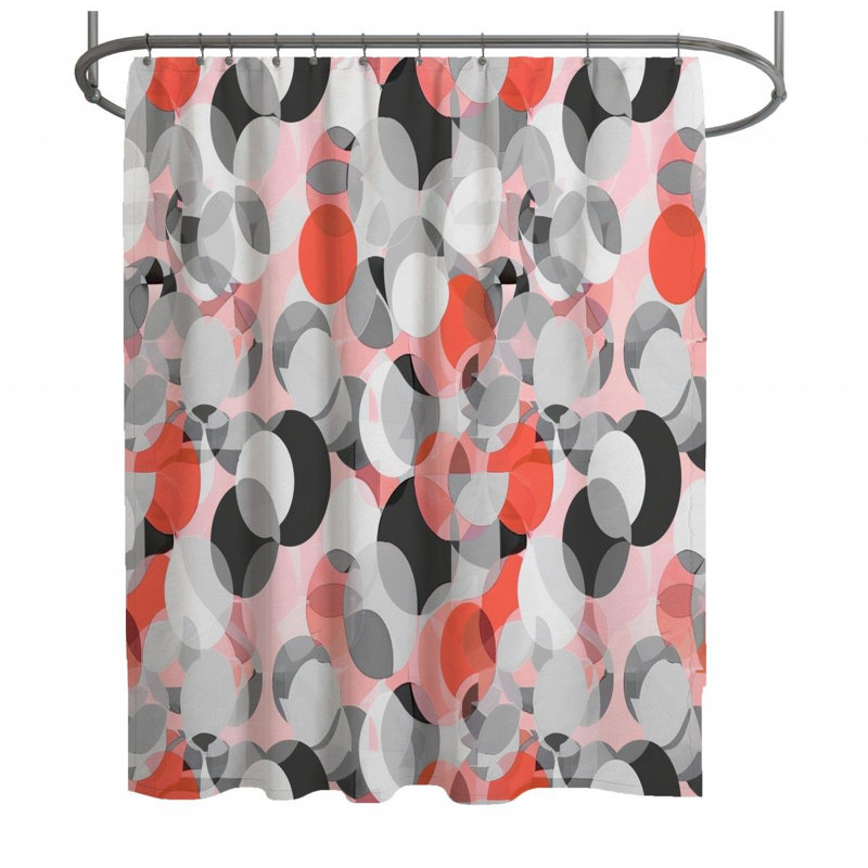 Rideau de douche noir et blanc rouge, H 73 po x l 70 po