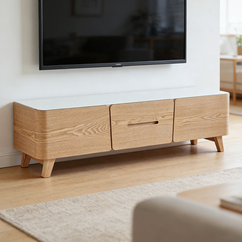 Meuble télé avec rangement en verre trempé