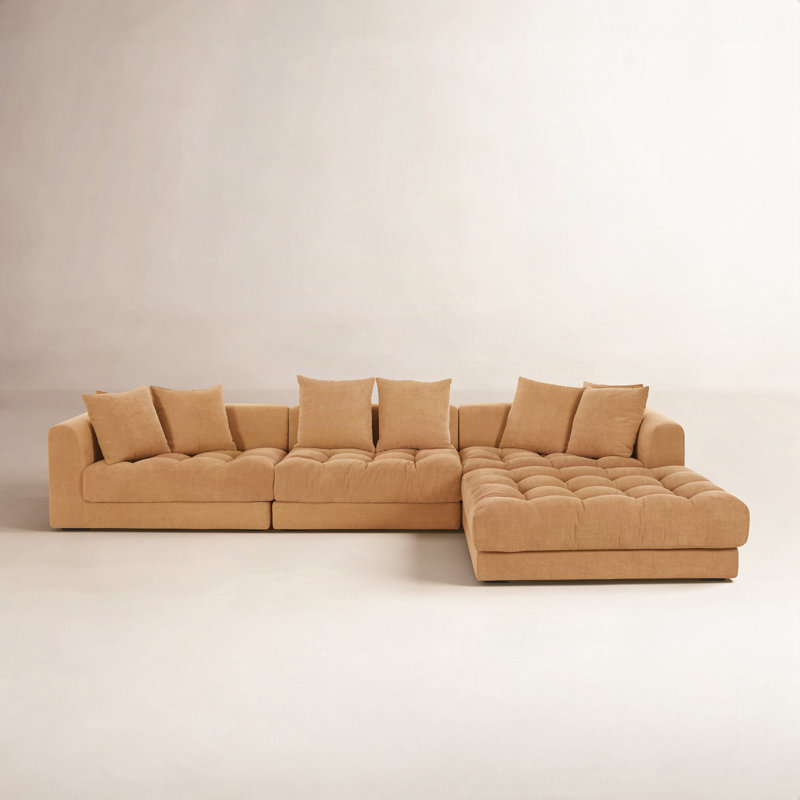 Canapé modulaire Lisbon Davie, Yellow Polyester, 30.7" H x 147.5" W x 87" D
