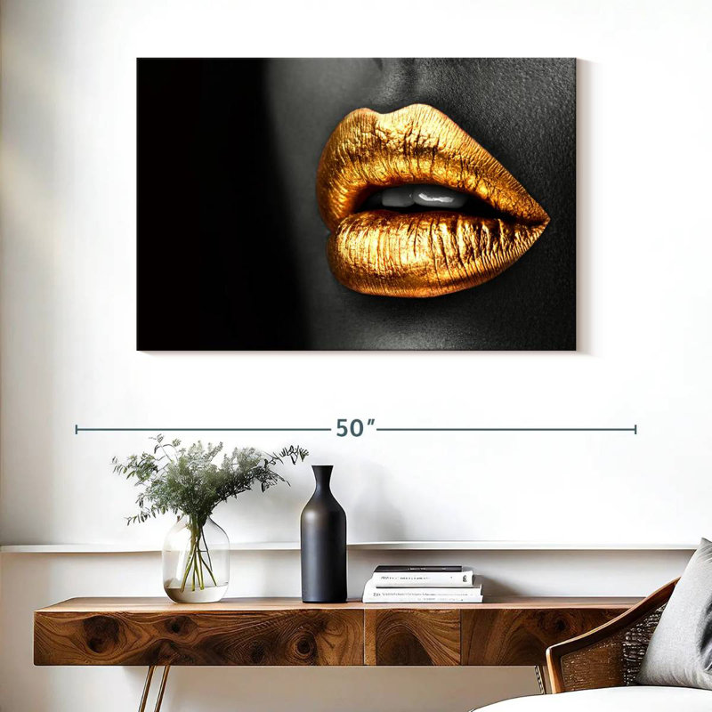 Shuttleworth Gold Metallic Lips, 26" H x 39" W