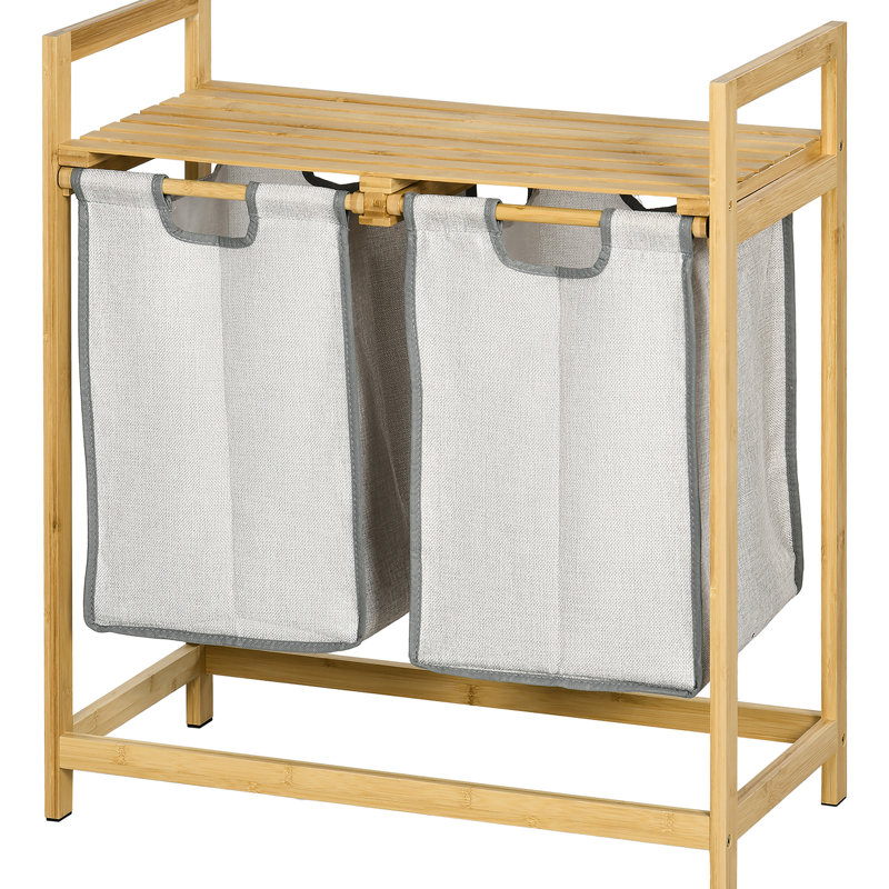 Panier à linge avec 2 sections, 10,7 gallons chacune, convenant à un espace de tri quotidien