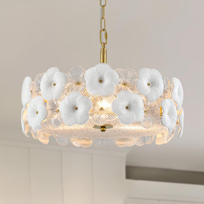 Modern Flower Glass Gold Chandelier