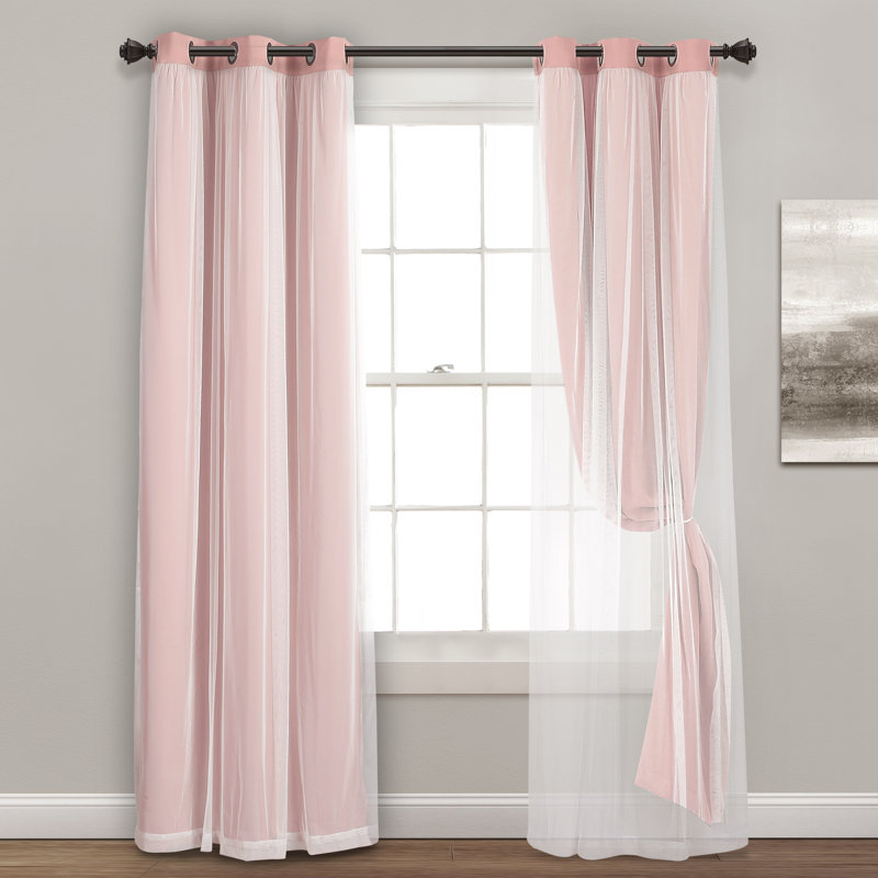 Blackout Curtain Pair, Pink, 38''W x 95"L