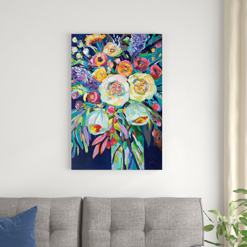 «Lilys Bouquet» par Jeanette Vertentes - peinture sur toile tendue, H 36 po x l 24 po