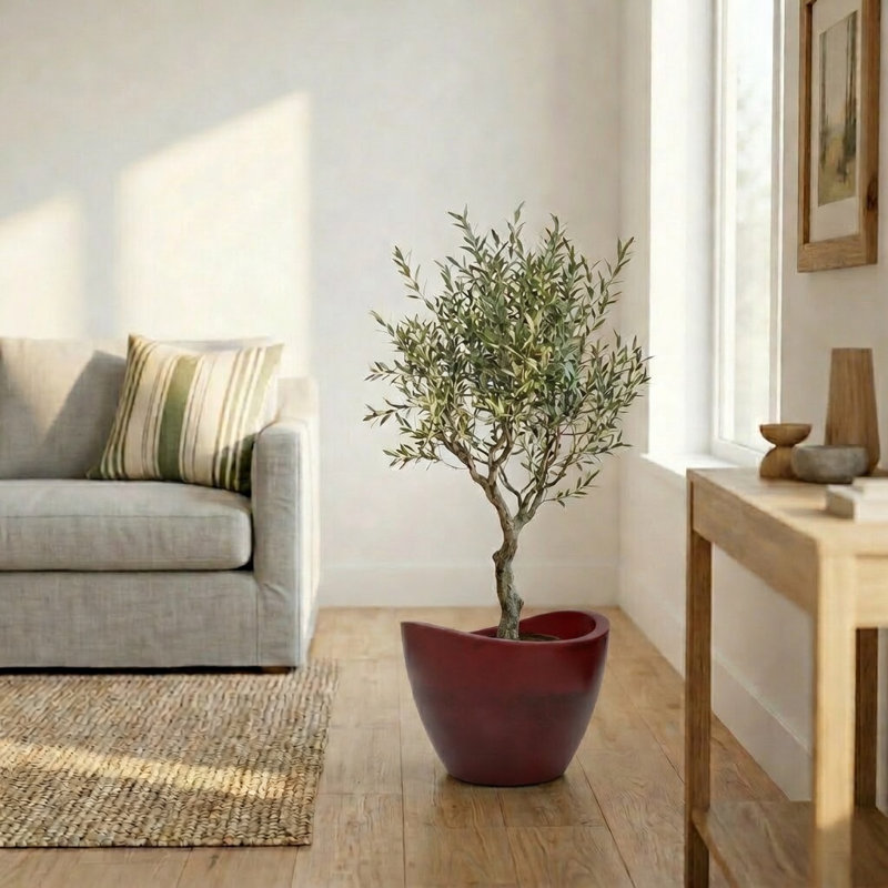 Pot à fleurs rond Vinisha ECOBO EcoFriendly, H 11,8 po x l 15,8 po x P 15,8 po, Rouge