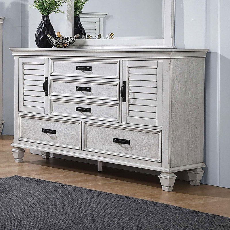 Ranbir 5-drawer Dresser Distressed White, White