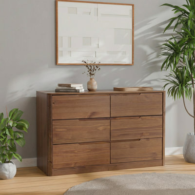 Kirsty Solid Wood 6 Drawers Dresser Brown