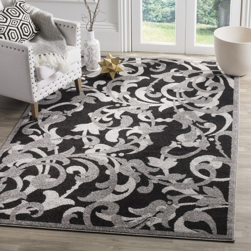Tapis gris anthracite / gris clair Ammundsen, Rectangle 2 pi 6 po x 4 pi