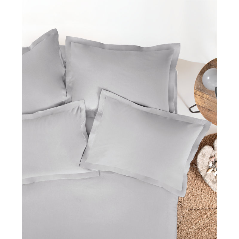 Gray Queen Size Cotton Fitted Sheet Set