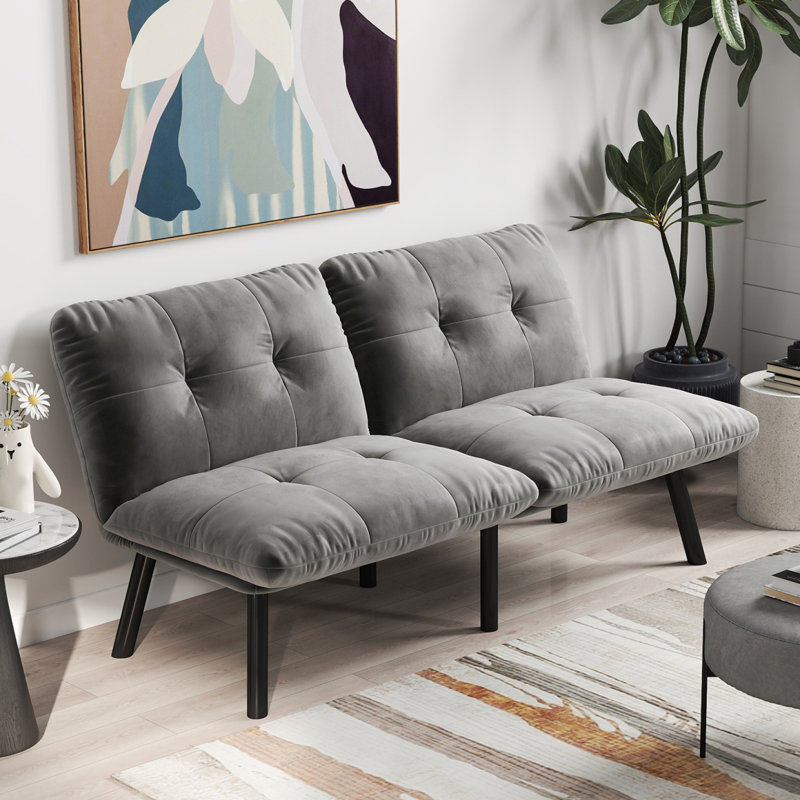 Canapé-lit convertible pliant moderne, Velours gris velours