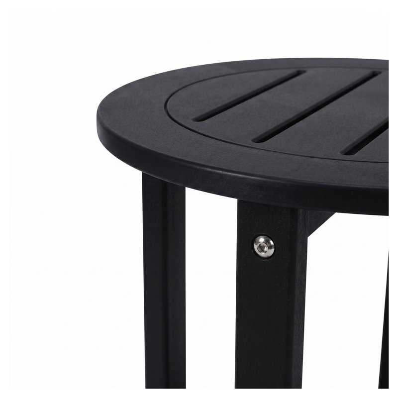 Table de bout d'extérieur en PEHD noir, table de bout carrée compacte 15,94 po