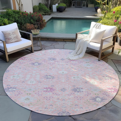 Tapis intérieur / extérieur rose Elara 