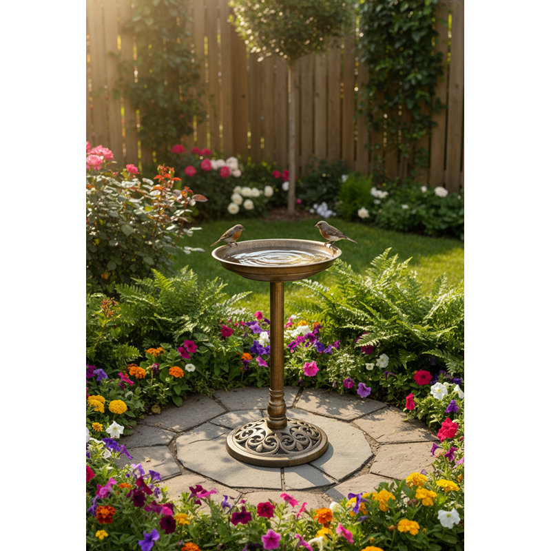 Plastic Birdbath, Bronze