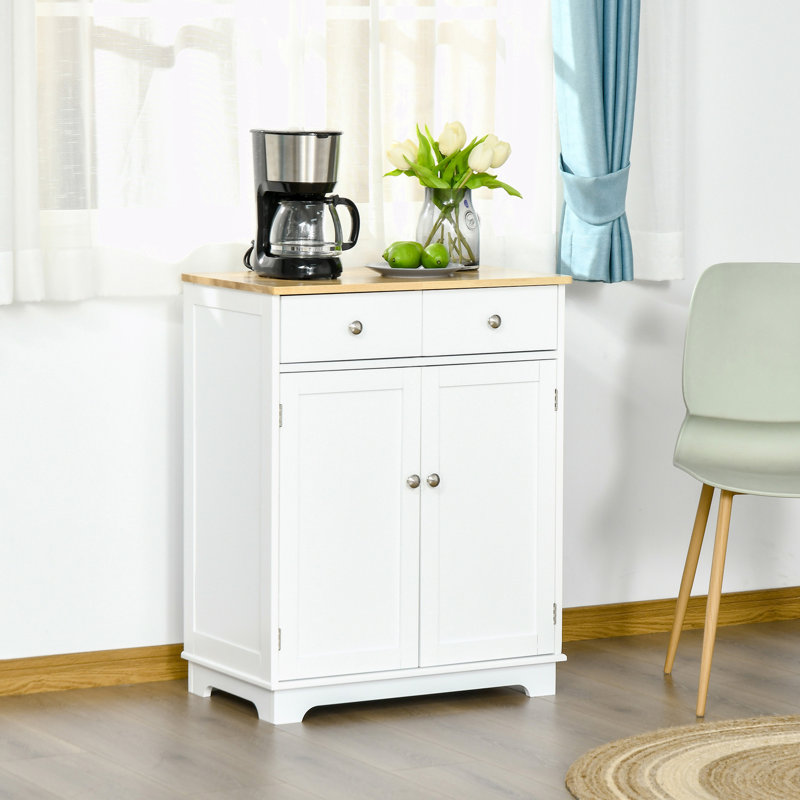 Armoire avec 2 tiroirs et tablettes réglables, Blanc