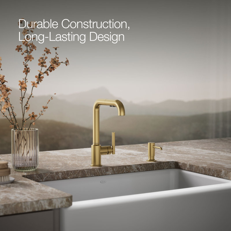 Purist Soap/Lotion Dispenser, Vibrant Brushed Moderne Brass