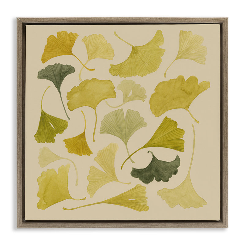 «Ginkgo Leaves», art mural encadré sur toile flottante, design par Grace Popp, H 25 po x l 25 po