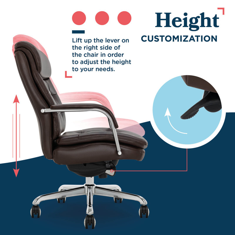 Sonata Leather Swivel Executive Office Chair, Chrome, Dark Brown