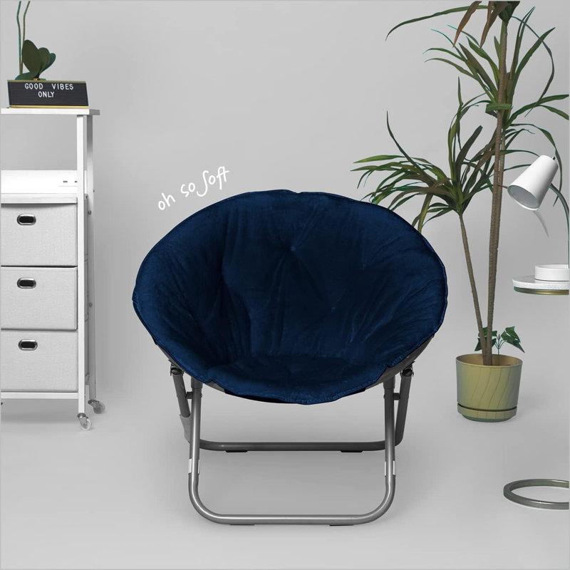 Giles Papasan Chair, Silver, Navy