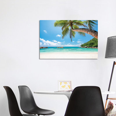 Tropical Beach With Palm Tree by Jan Becke - No Frame Gallery-Wrapped Canvas Giclée on Canvas