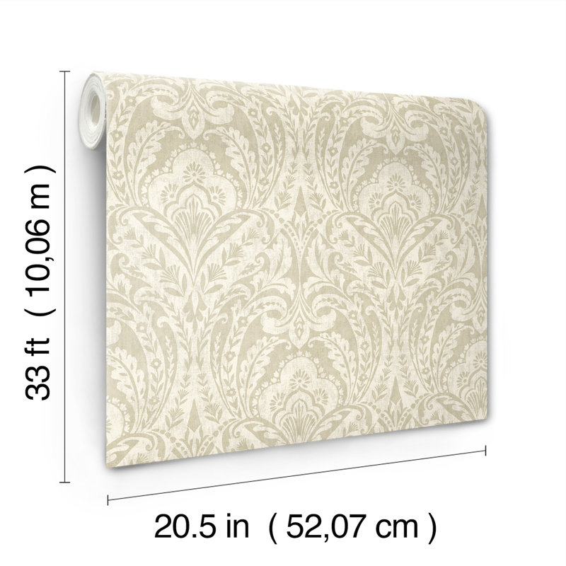 Berkshire Butter Damask Wallpaper, Beige