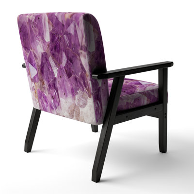 Madora - Purple Amethyst Macro - Upholstered Mid-Century Accent Arm Chair