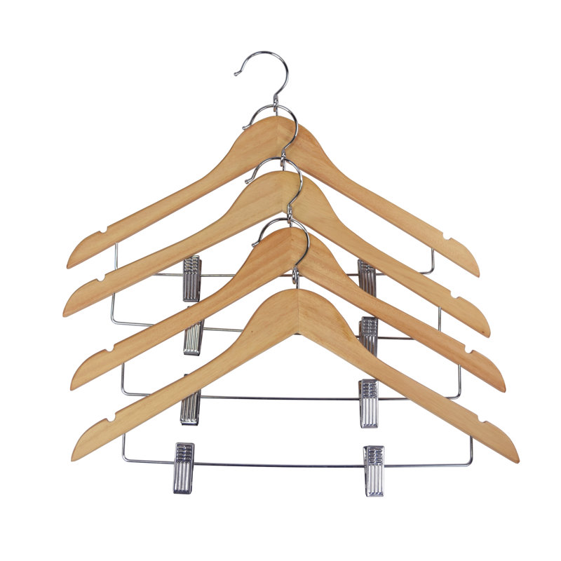 Kimbell Wood Non-Slip Hangers With Clips for Skirt/Pants