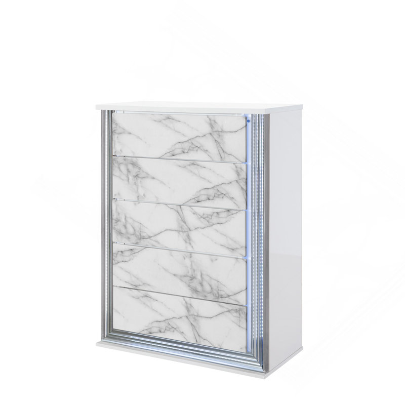 MOON WHITE MARBLE CHEST WITH LED