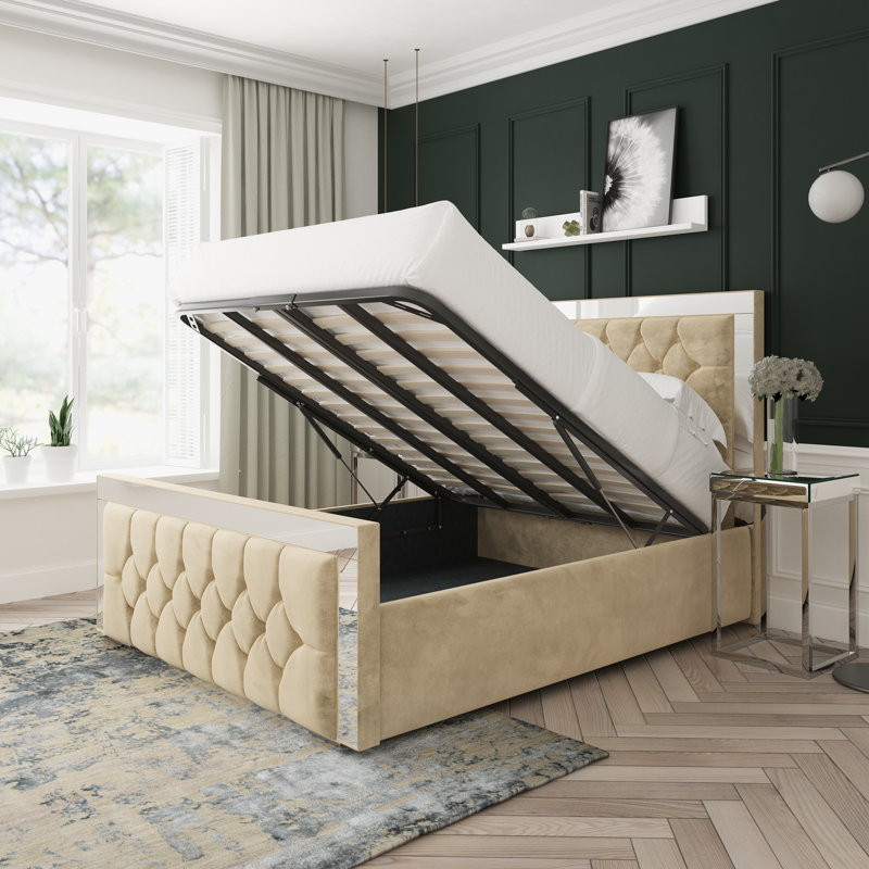 Sage Conistan Upholstered Ottoman Bed Frame, Kingsize (5'), Cream